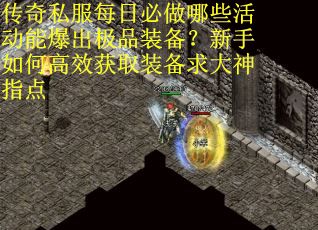 传奇私服每日必做哪些活动能爆出极品装备？新手如何高效获取装备求大神指点