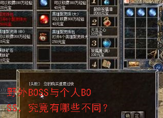 野外BOSS与个人BOSS,究竟有哪些不同? 野外BOSS与个人BOSS,究竟有哪些不同?