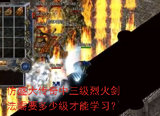 仿盛大传奇中三级烈火剑法需要多少级才能学习? 仿盛大传奇中三级烈火剑法需要多少级才能学习?
