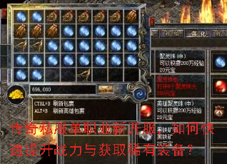 传奇私服单职业新开服,如何快速提升战力与获取稀有装备? 传奇私服单职业新开服,如何快速提升战力与获取稀有装备?